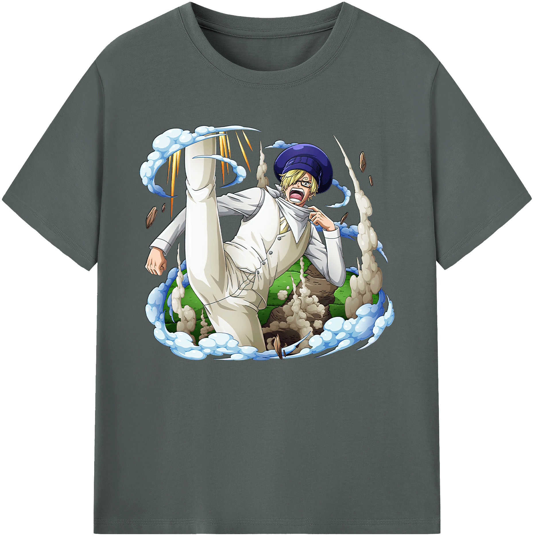 （画像用） ワンピース サンジ ONE PIECE Sanji 綿100％ メンズ半袖Tシャツ｜肌触りやわらか＆通気性